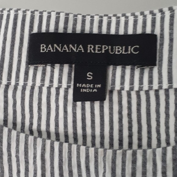 💖 Banana Republic Striped Seersucker Top Balloon Sleeve Size S - Picture 8 of 10